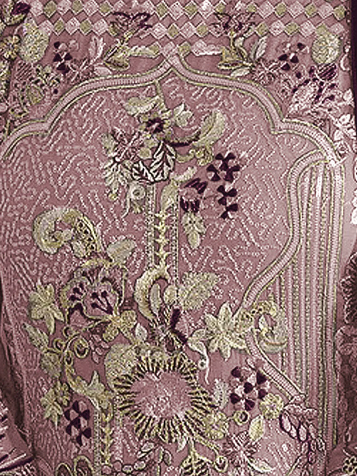 Odette Women Purple Embroidered Georgette Semi Stitched Salwar Suit - Image 4