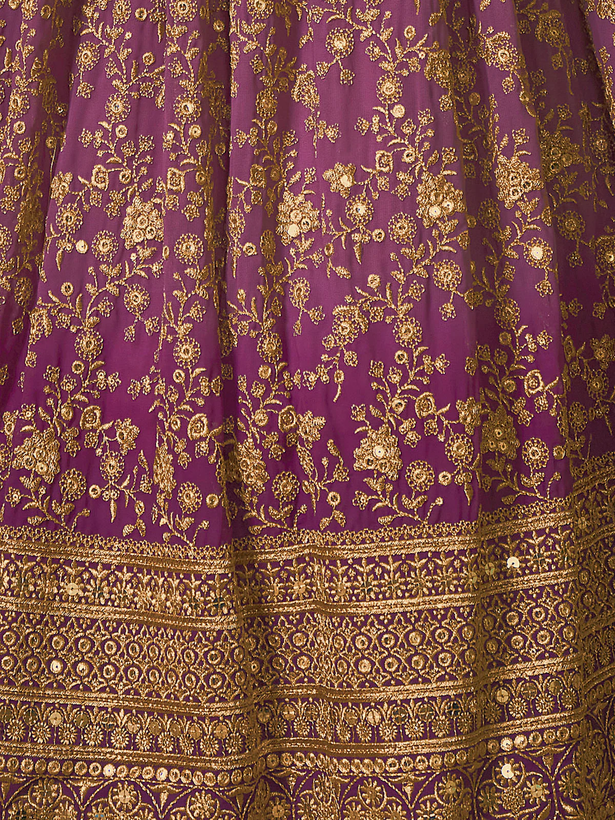 Odette Women Lavender Embroidered Gerorgette Semi Stitched Lehenga With Unstitched Blouse - Image 6