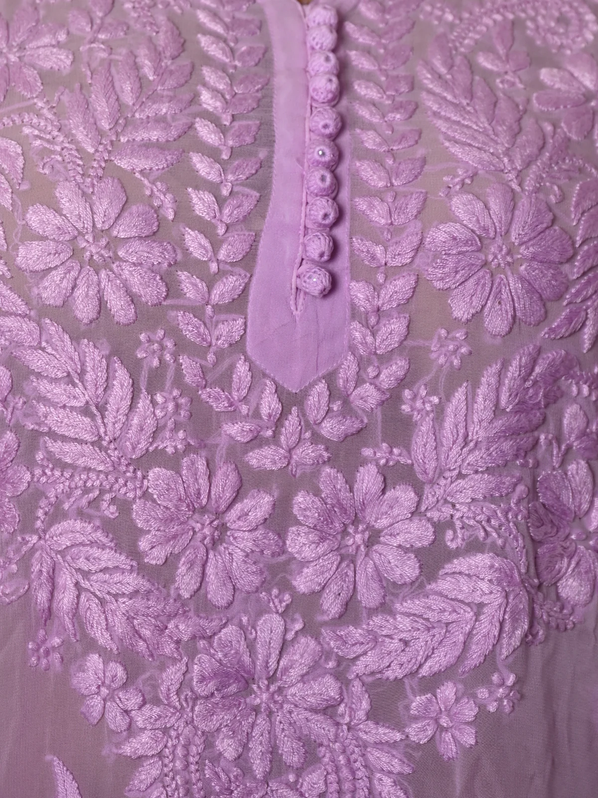 Odette Women Purple Georgette Chikankari Embroidered Stitched Kurta - Image 4