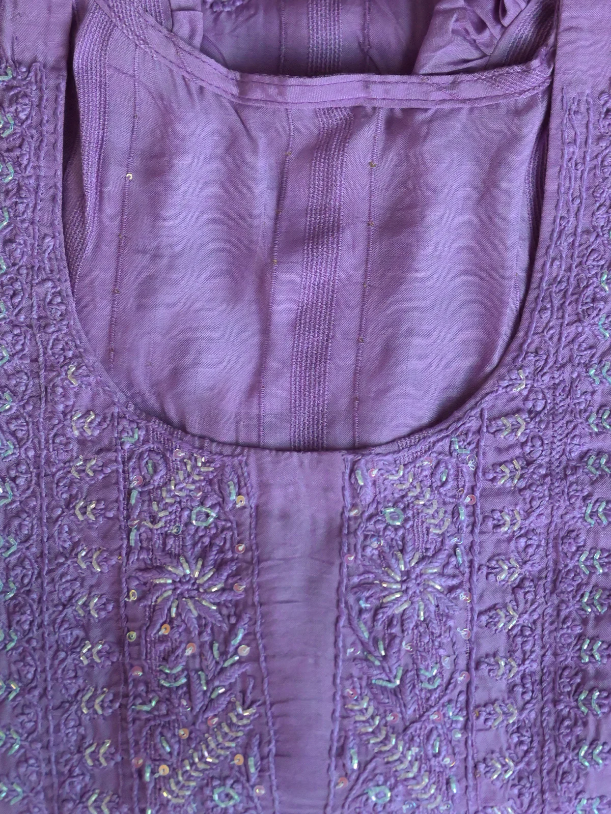 Odette Women Polyester Viscose Chikankari Beads Embroidered Stitched Kurta Set - Image 4
