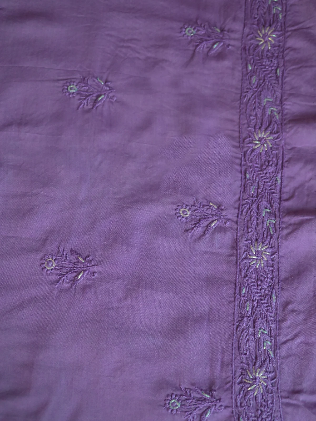 Odette Women Polyester Viscose Chikankari Beads Embroidered Stitched Kurta Set - Image 5