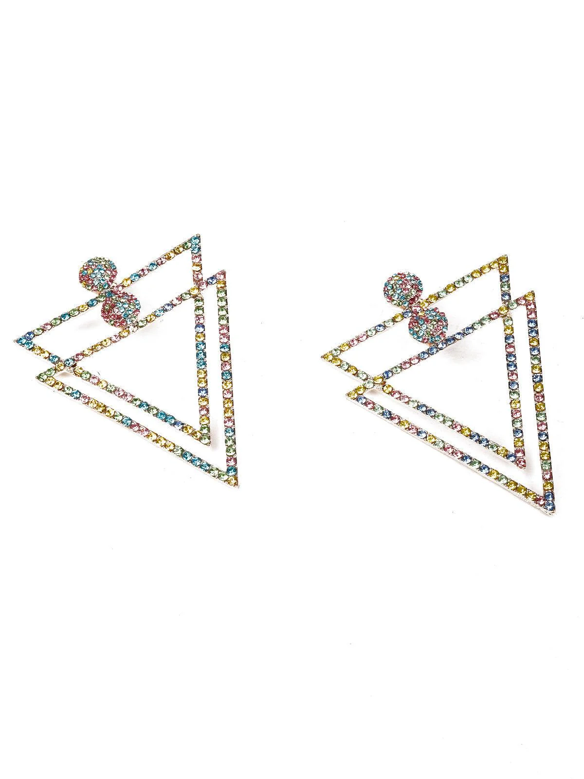 Odette Women Multicolour Metal Triangle Earrings - Image 4