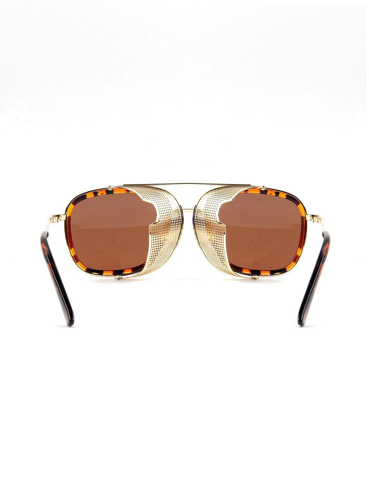 Odette Women Rectangular Brown Funky Frame Aviator Sunglass - Image 5
