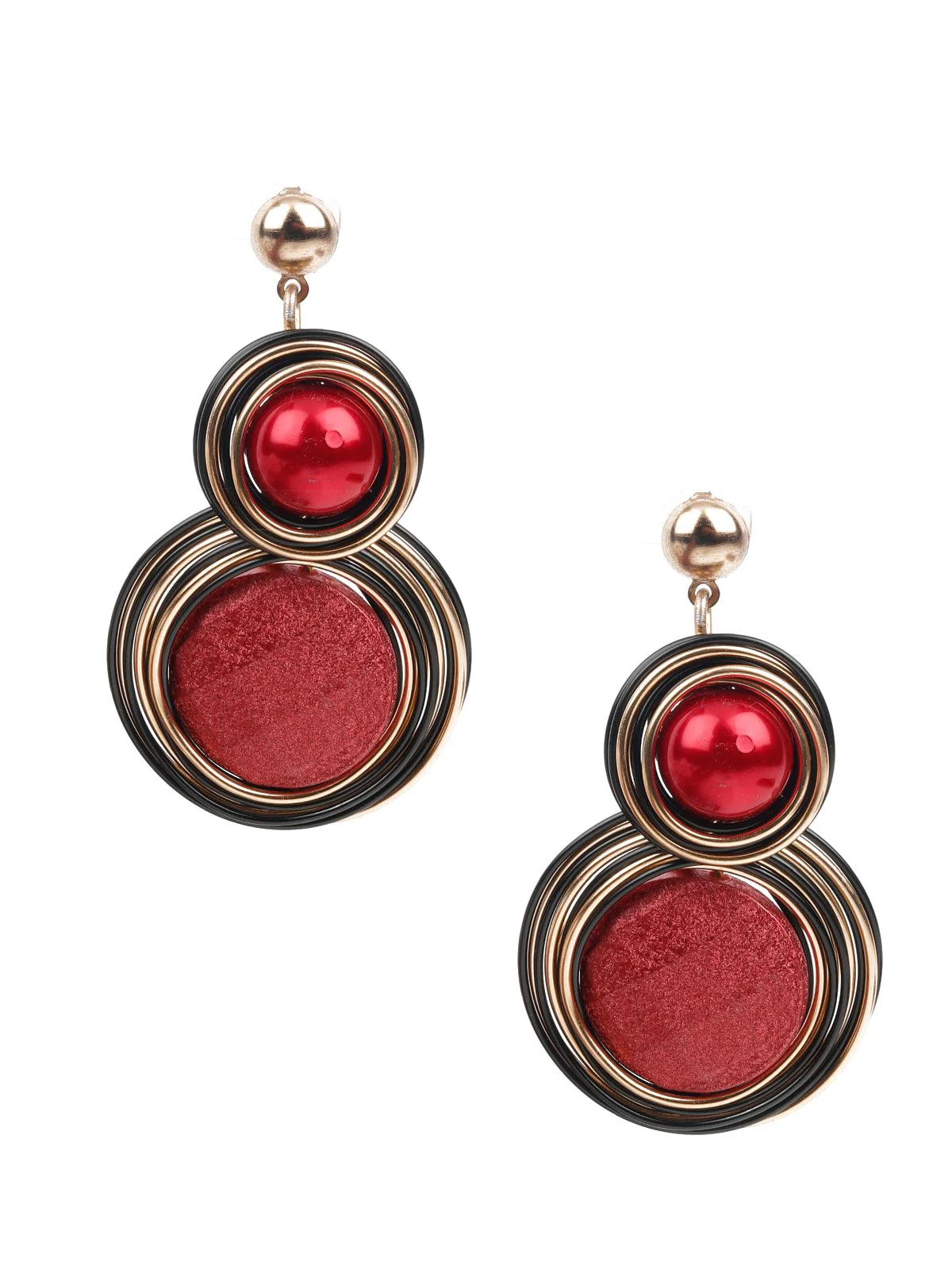 Odette Women Red And Black Dangle Earrings