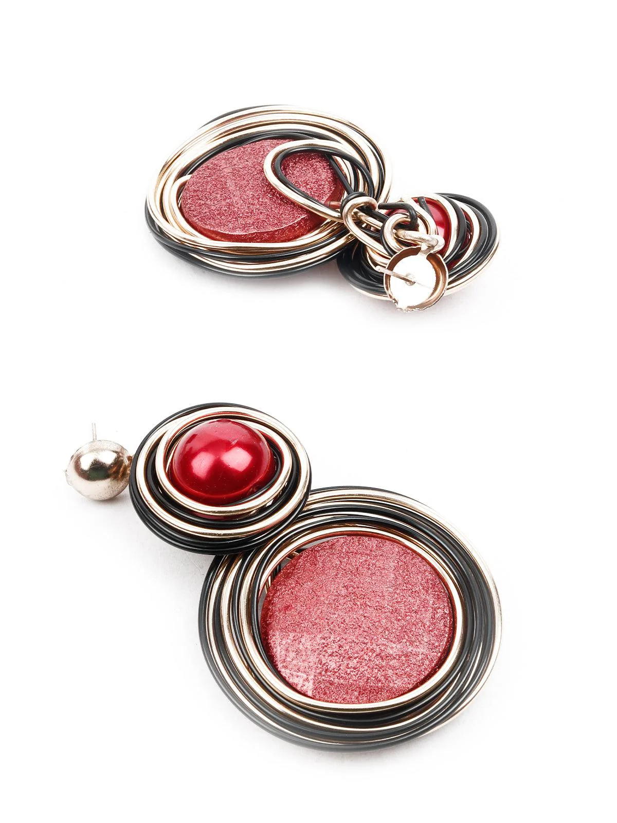 Odette Women Red And Black Dangle Earrings - Image 3