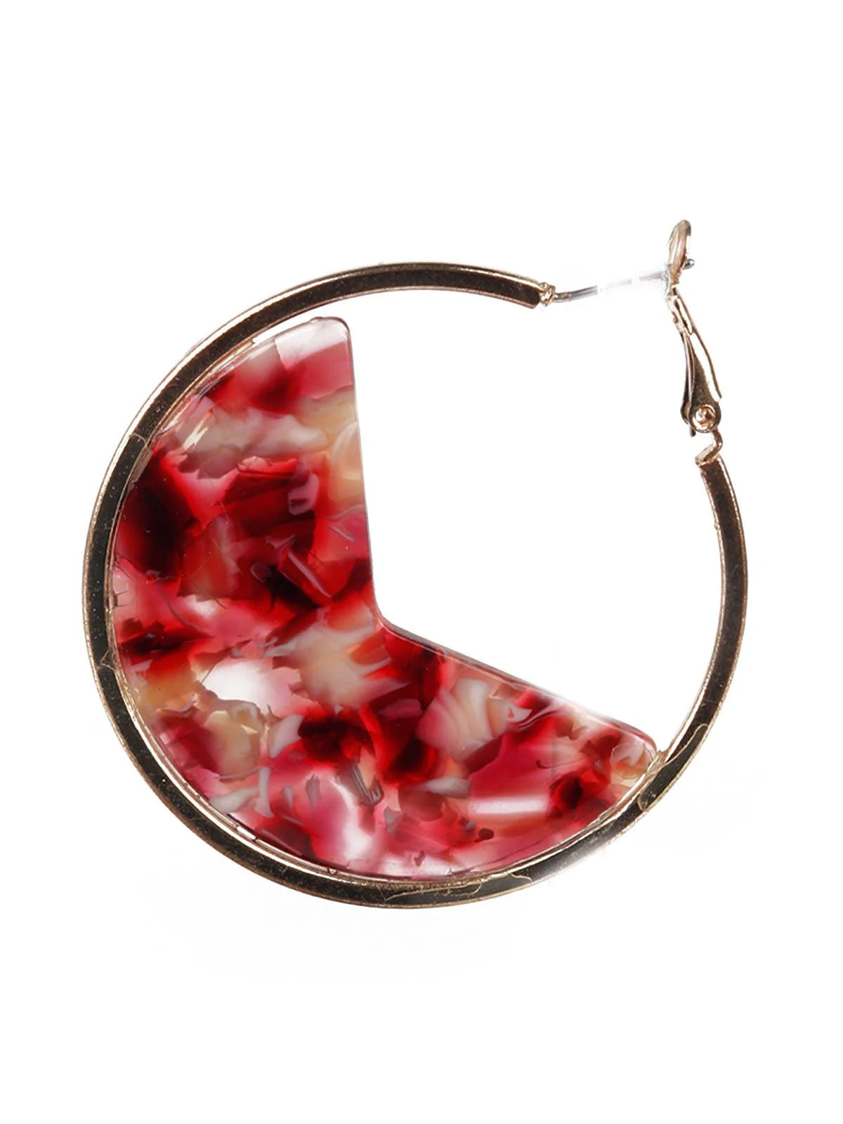 Odette Women Red And Gold Hoop Earrings - Image 2