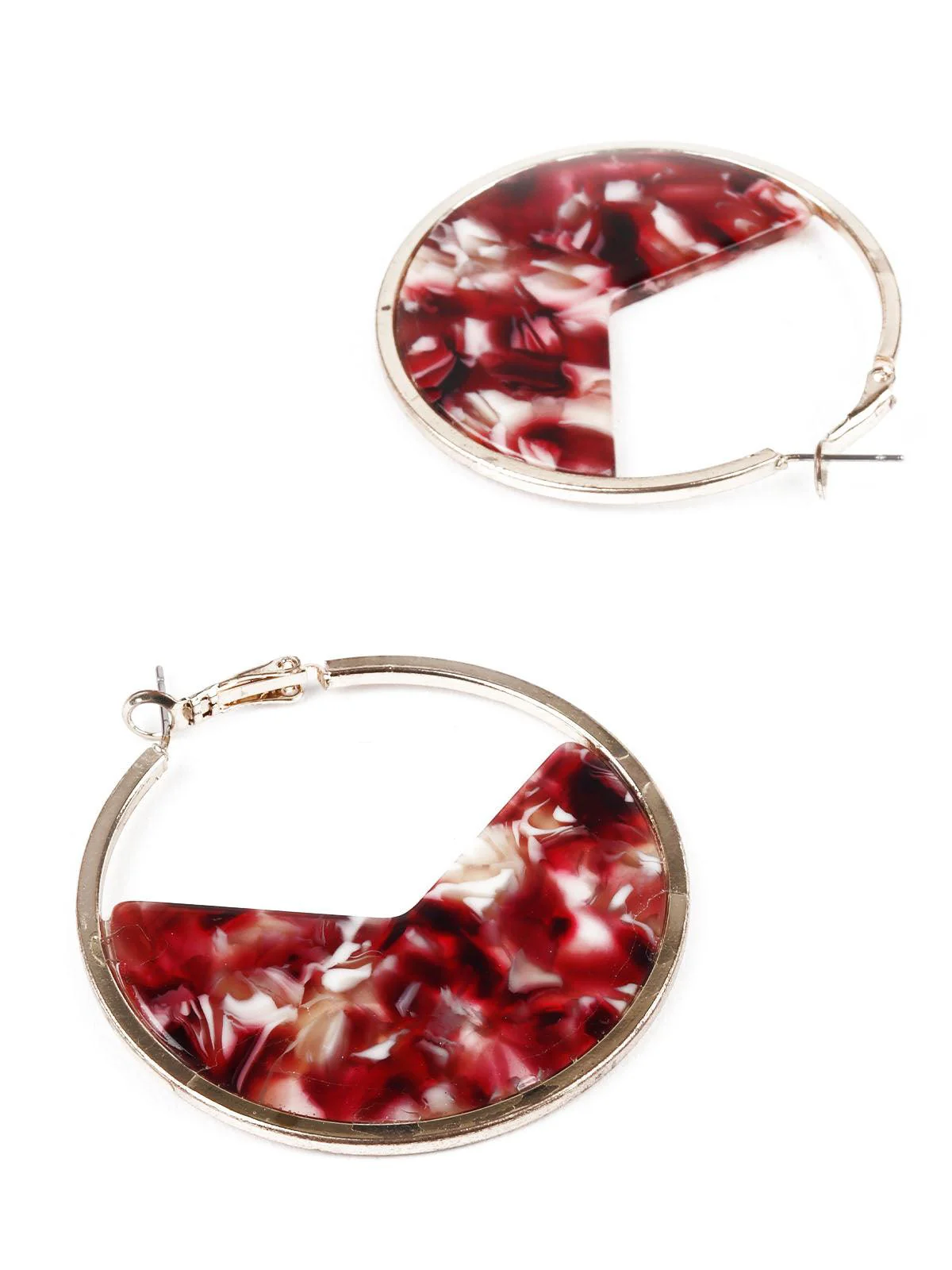 Odette Women Red And Gold Hoop Earrings - Image 3