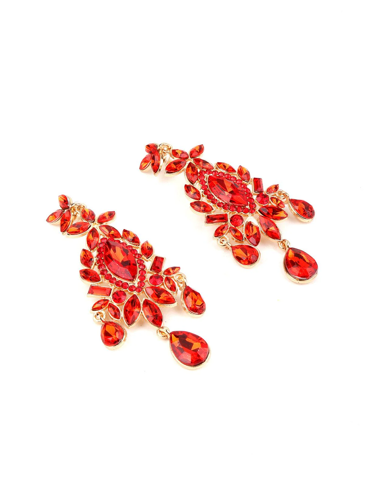 Odette Women Red And Golden Rhinestone Earring - Image 5