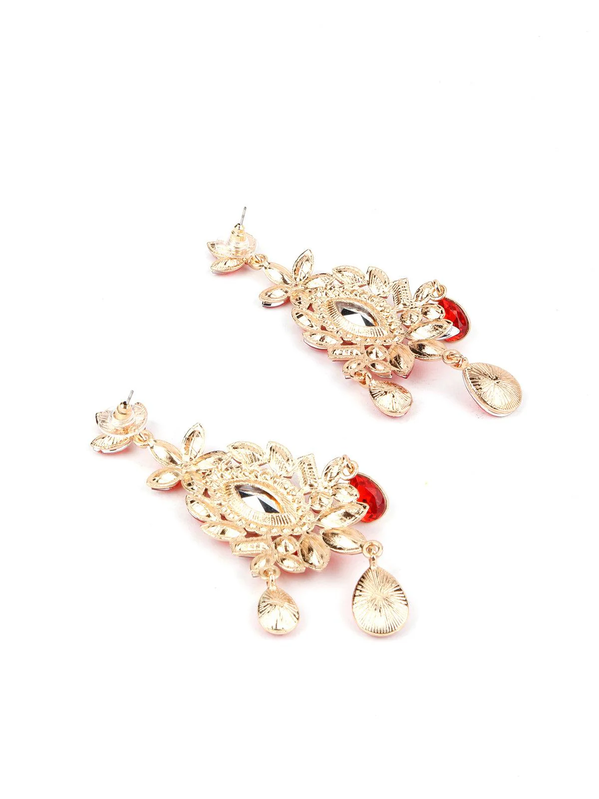 Odette Women Red And Golden Rhinestone Earring - Image 6