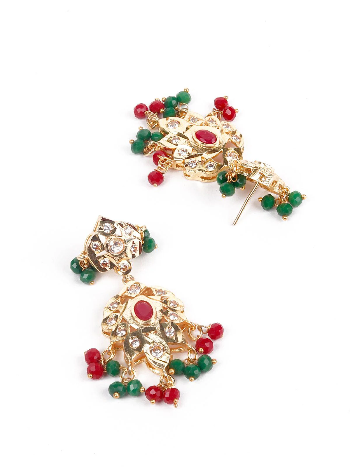Odette Women Red And Green Stunning Beaded Necklace Set - Image 6