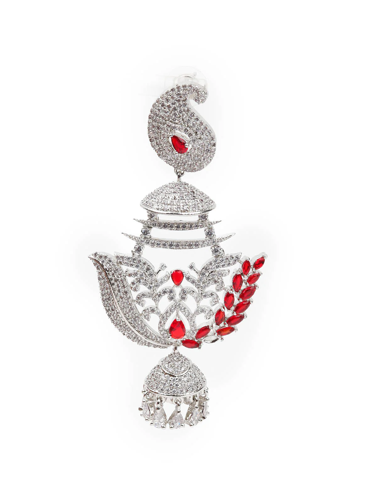 Odette Women Red And Silver Dangle Earrings - Image 4