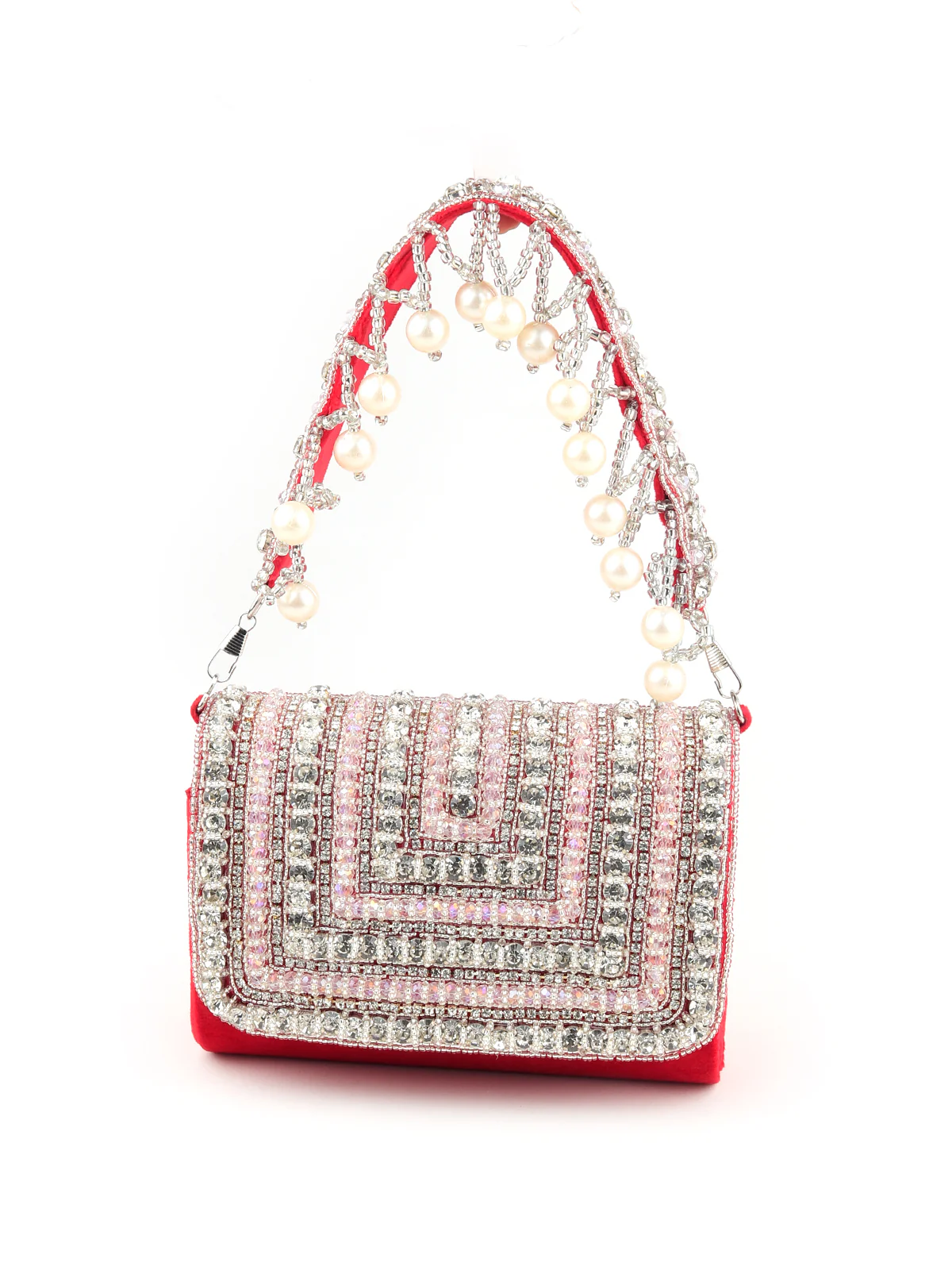 Odette Women Red And Silver Embellished Clutch - Image 3