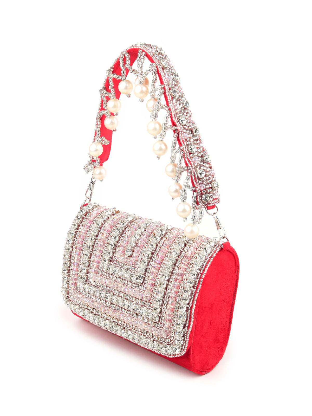 Odette Women Red And Silver Embellished Clutch - Image 4