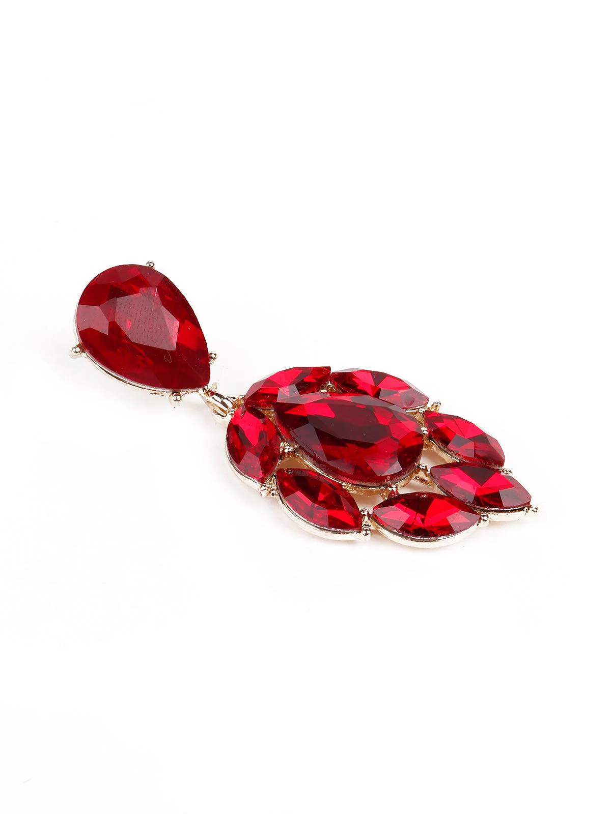 Odette Women Red Artificial Crystal Gorgeous Metal Earrings - Image 5