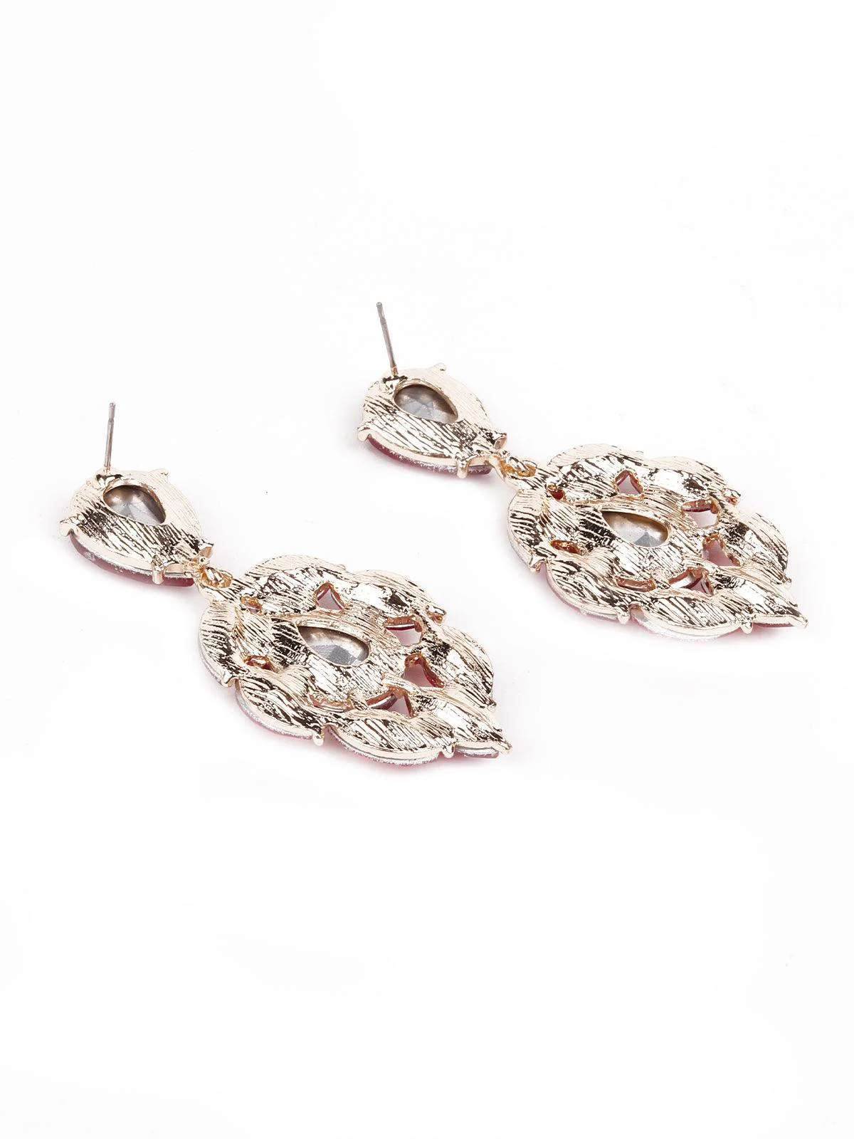 Odette Women Red Artificial Crystal Gorgeous Metal Earrings - Image 6