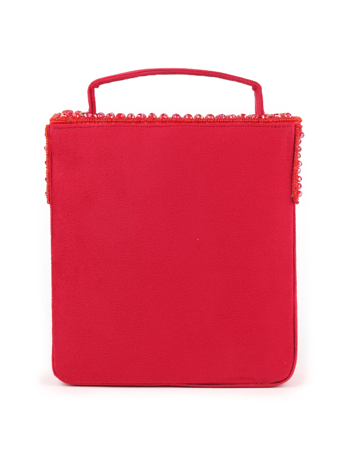 Odette Women Red Beaded Clutch Bag With Tassels - Image 5