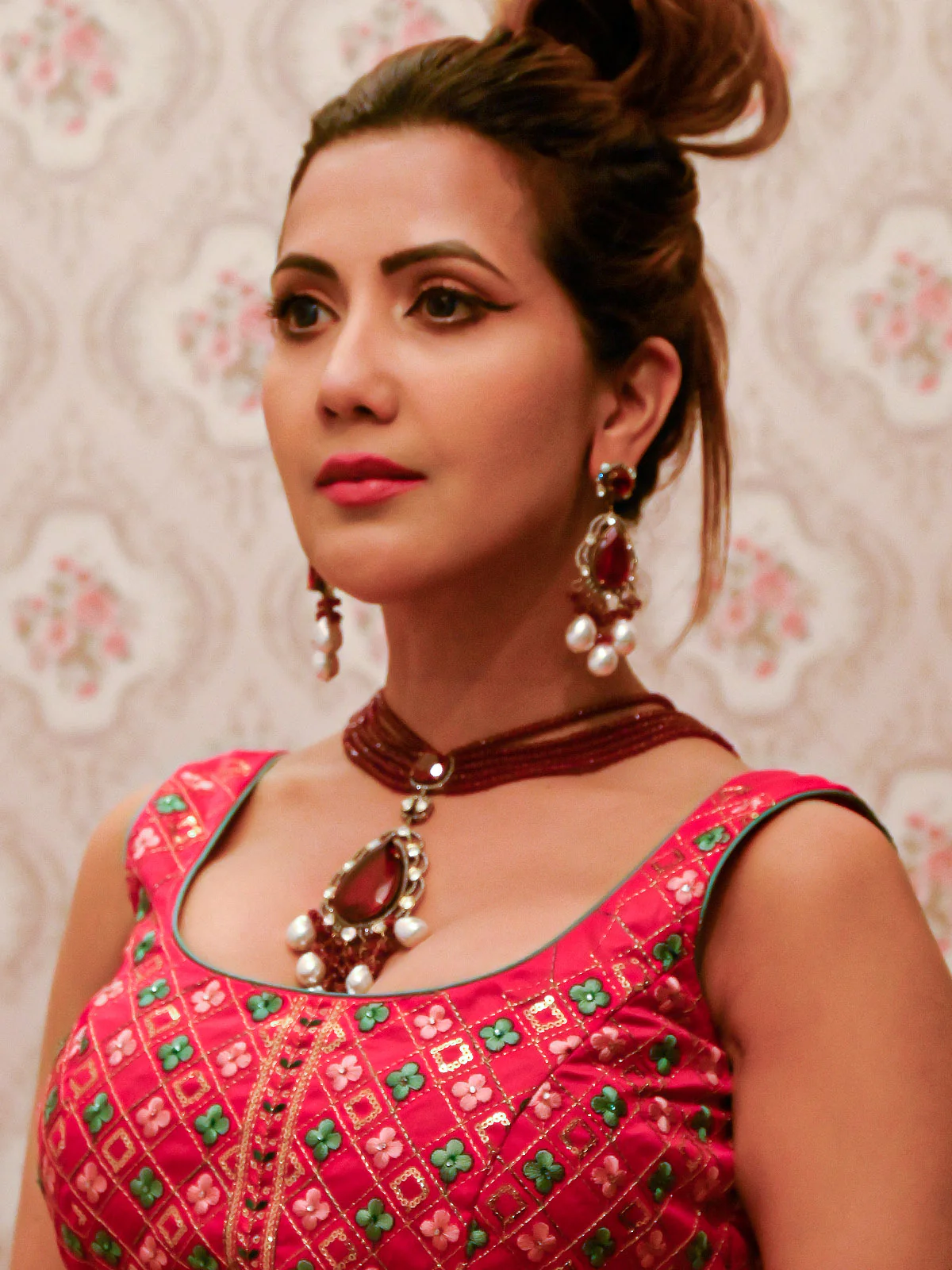 Odette Women Red Beads Choker Set
