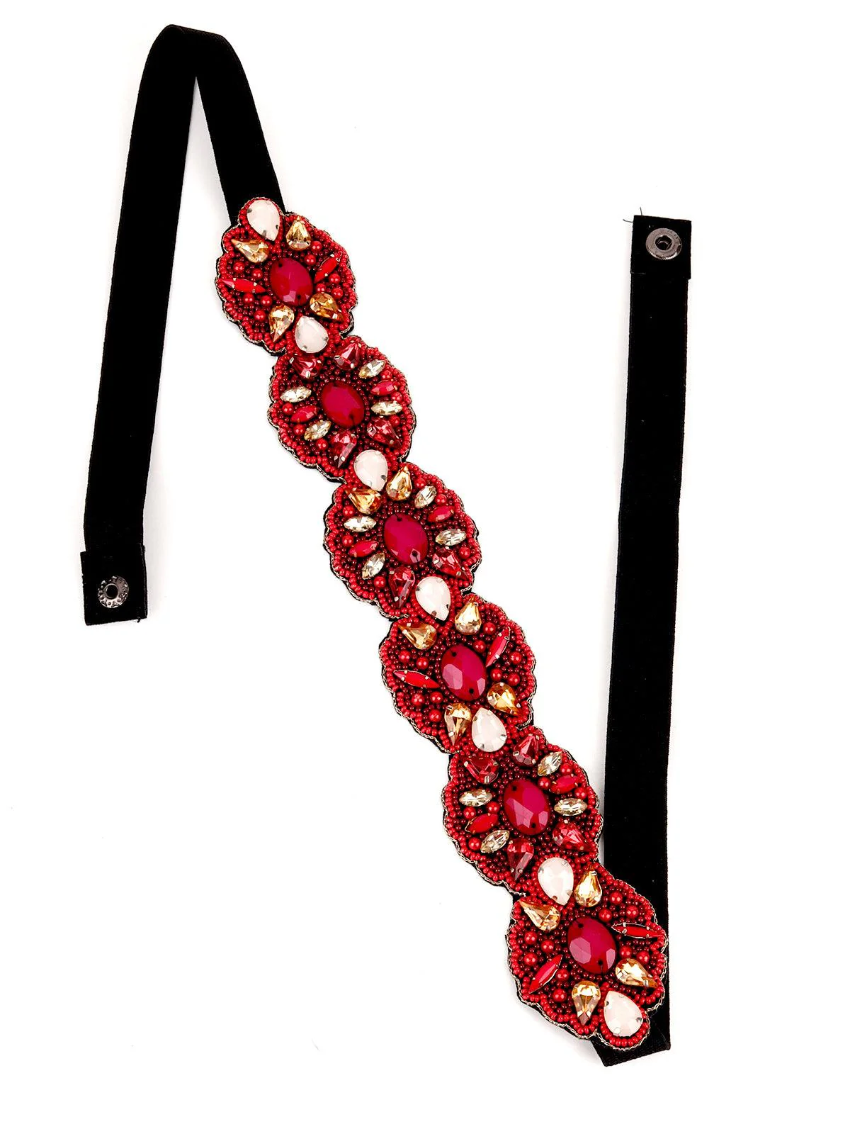 Odette Women Red Crystal Embellished Belt - Image 5