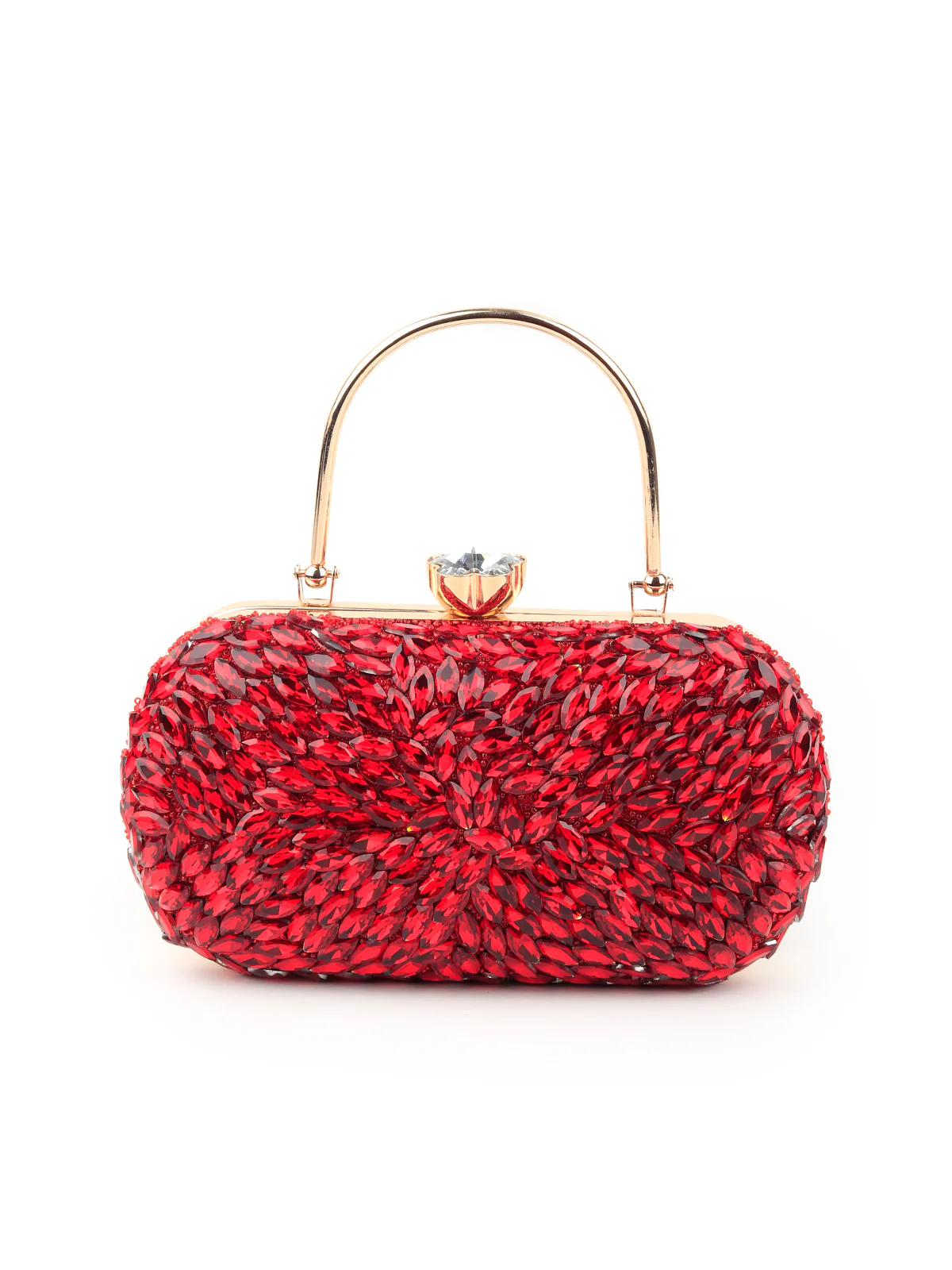 Odette Women Red Crystals Party Clutch Bag - Image 3