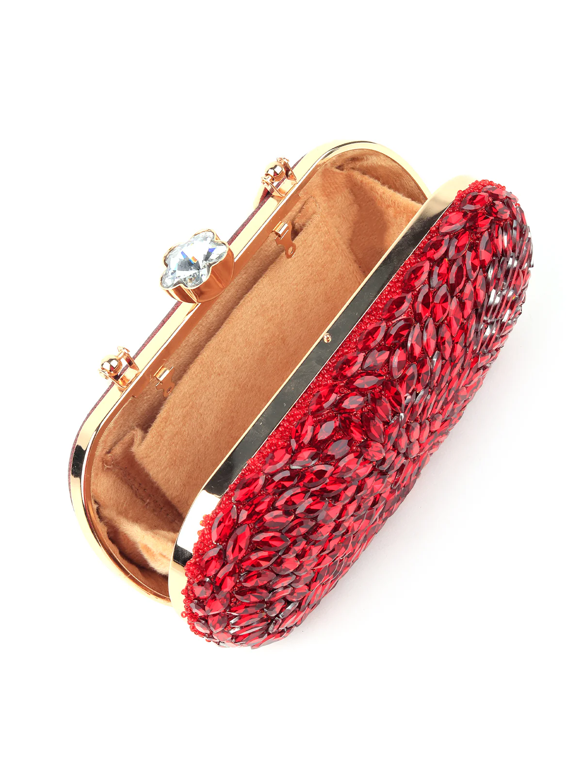 Odette Women Red Crystals Party Clutch Bag - Image 6