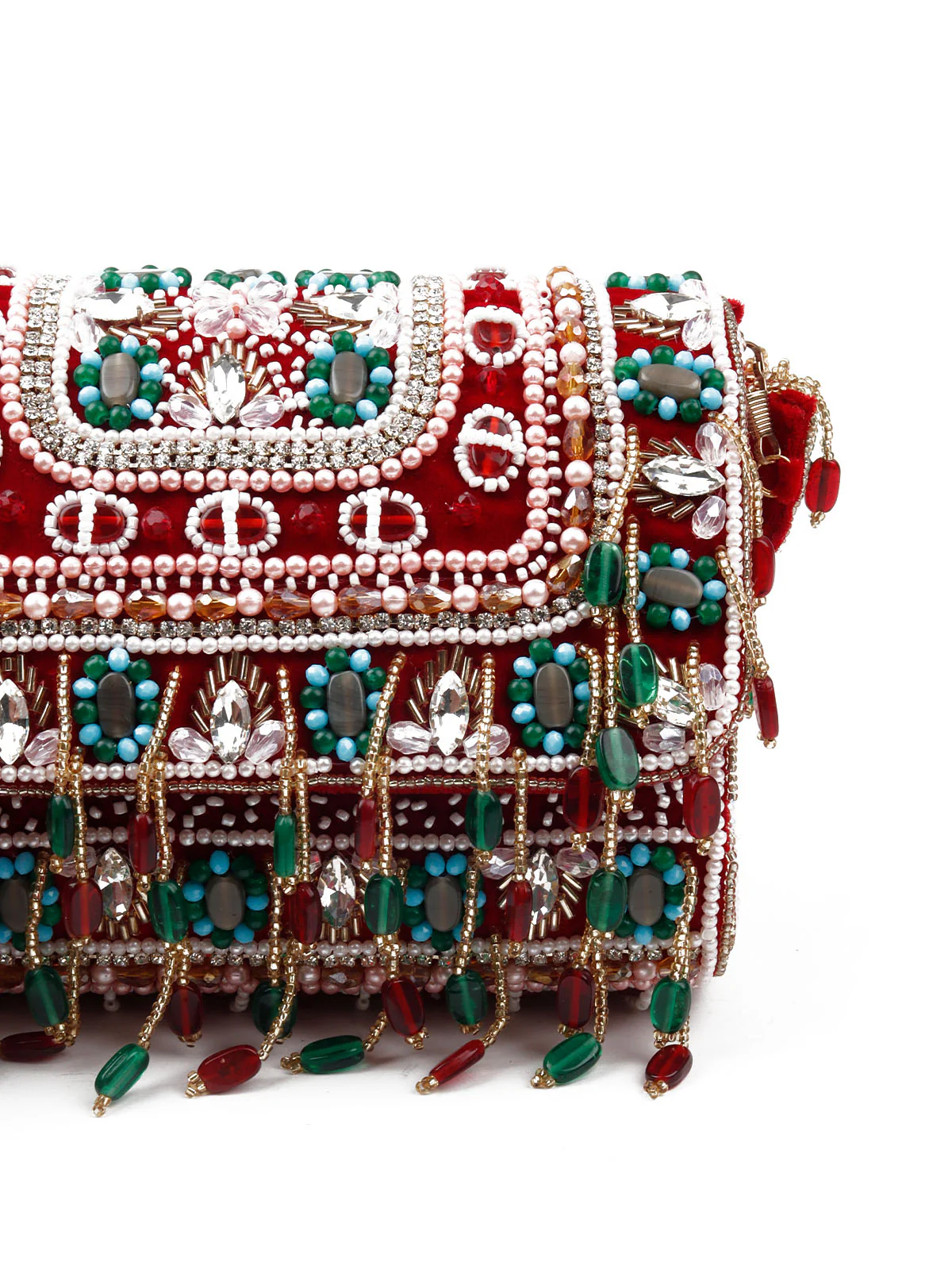 Odette Women Red Embellished Bridal Clutch Bag - Image 6
