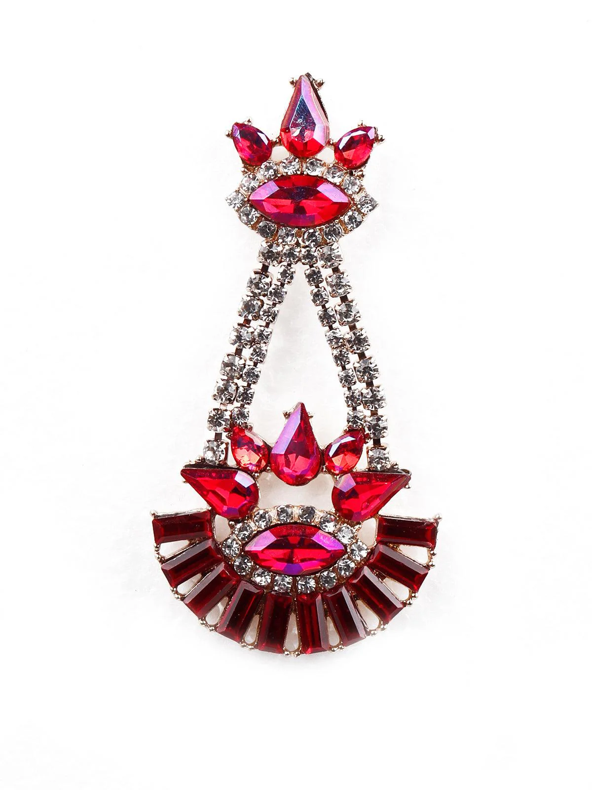 Odette Women Red Embellished Drop Chandelier Earrings - Image 4