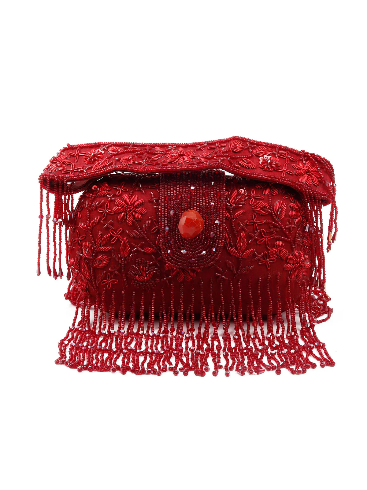 Odette Women Red Embroidered Clutch Bag - Image 3