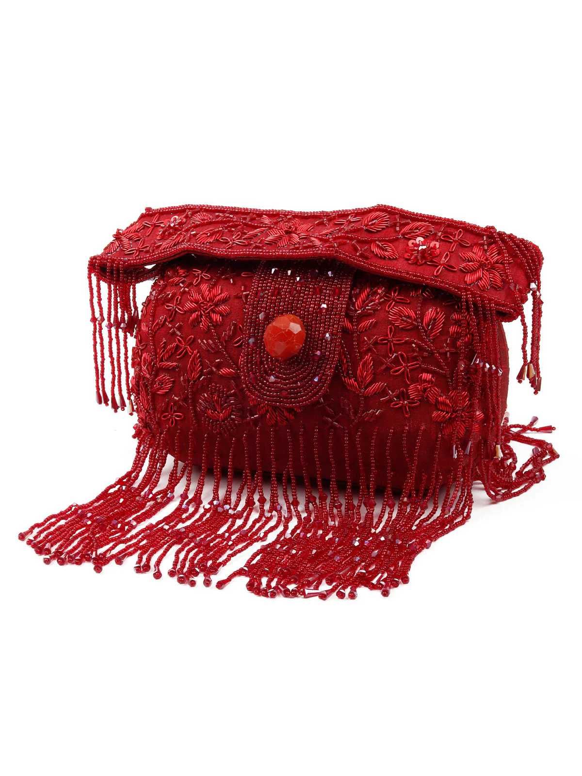 Odette Women Red Embroidered Clutch Bag - Image 4