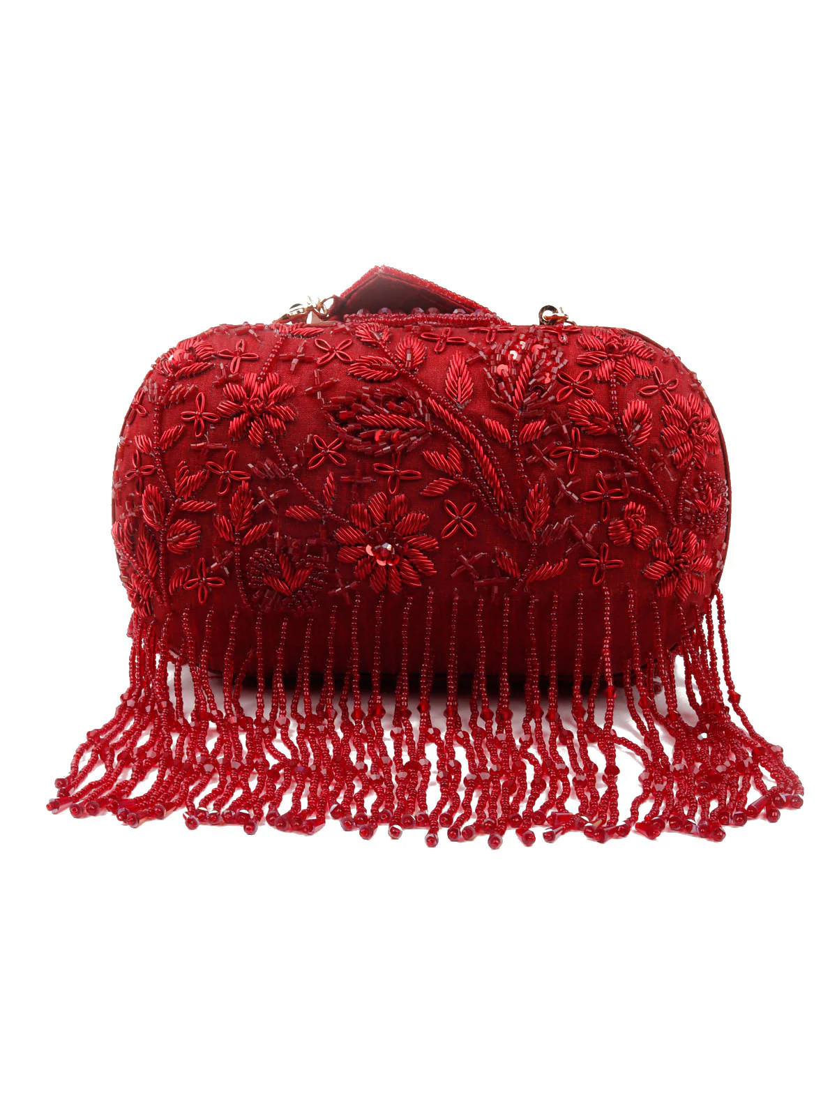 Odette Women Red Embroidered Clutch Bag - Image 5