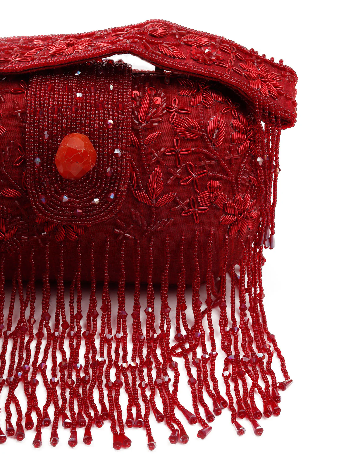 Odette Women Red Embroidered Clutch Bag - Image 6