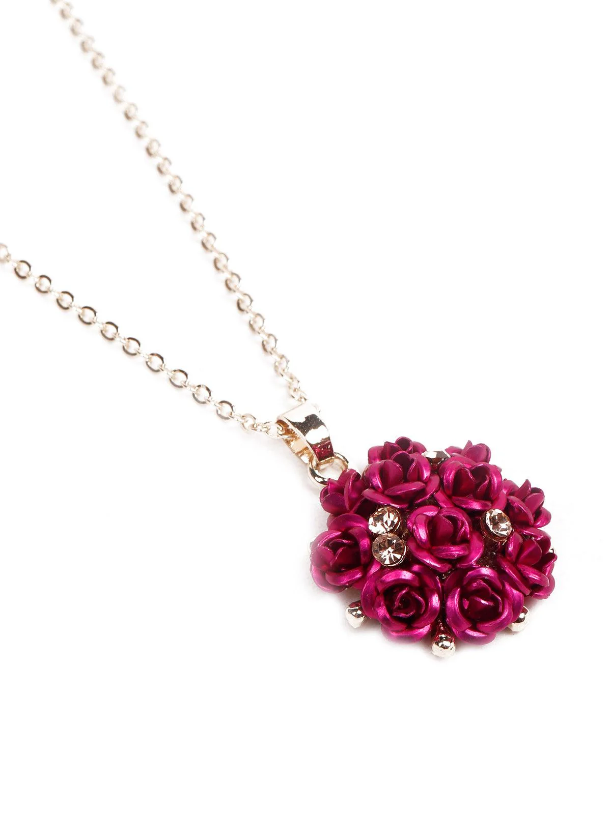 Odette Women Red Floral Metal Necklace Set - Image 5