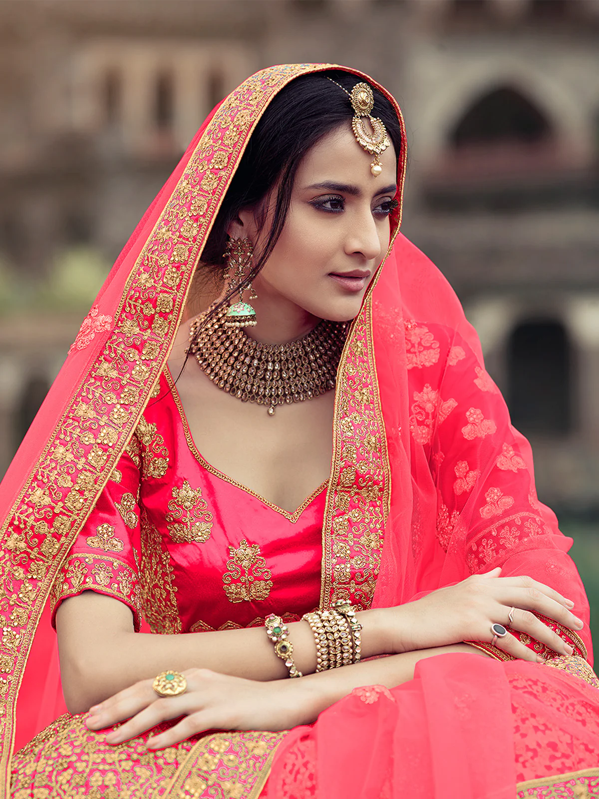 Odette Women Pink Embroidered Semi Stitched Lehenga With Unstitched Blouse - Image 2