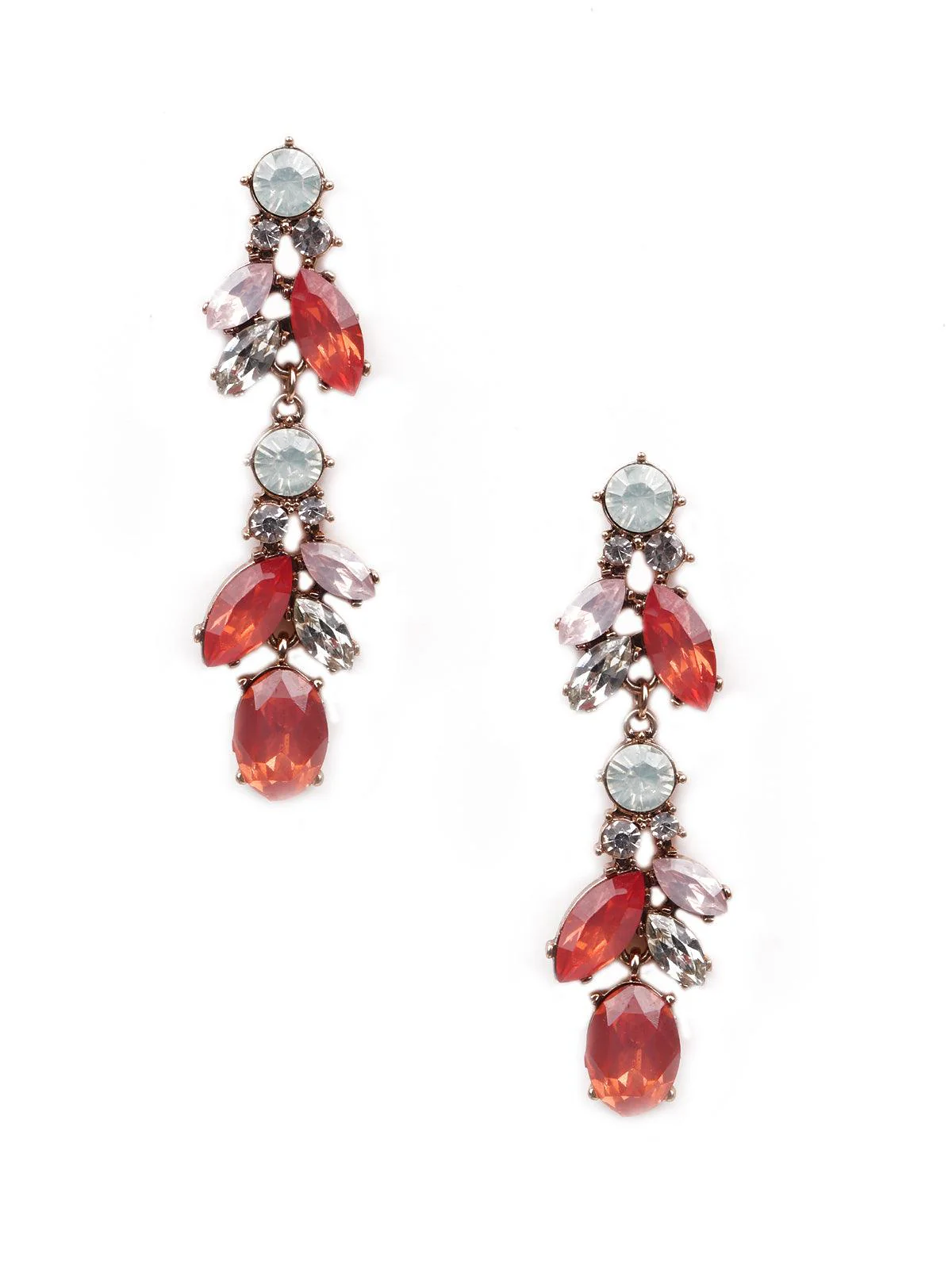 Odette Women Red Gorgeous Metal Drop Earrings - Image 3