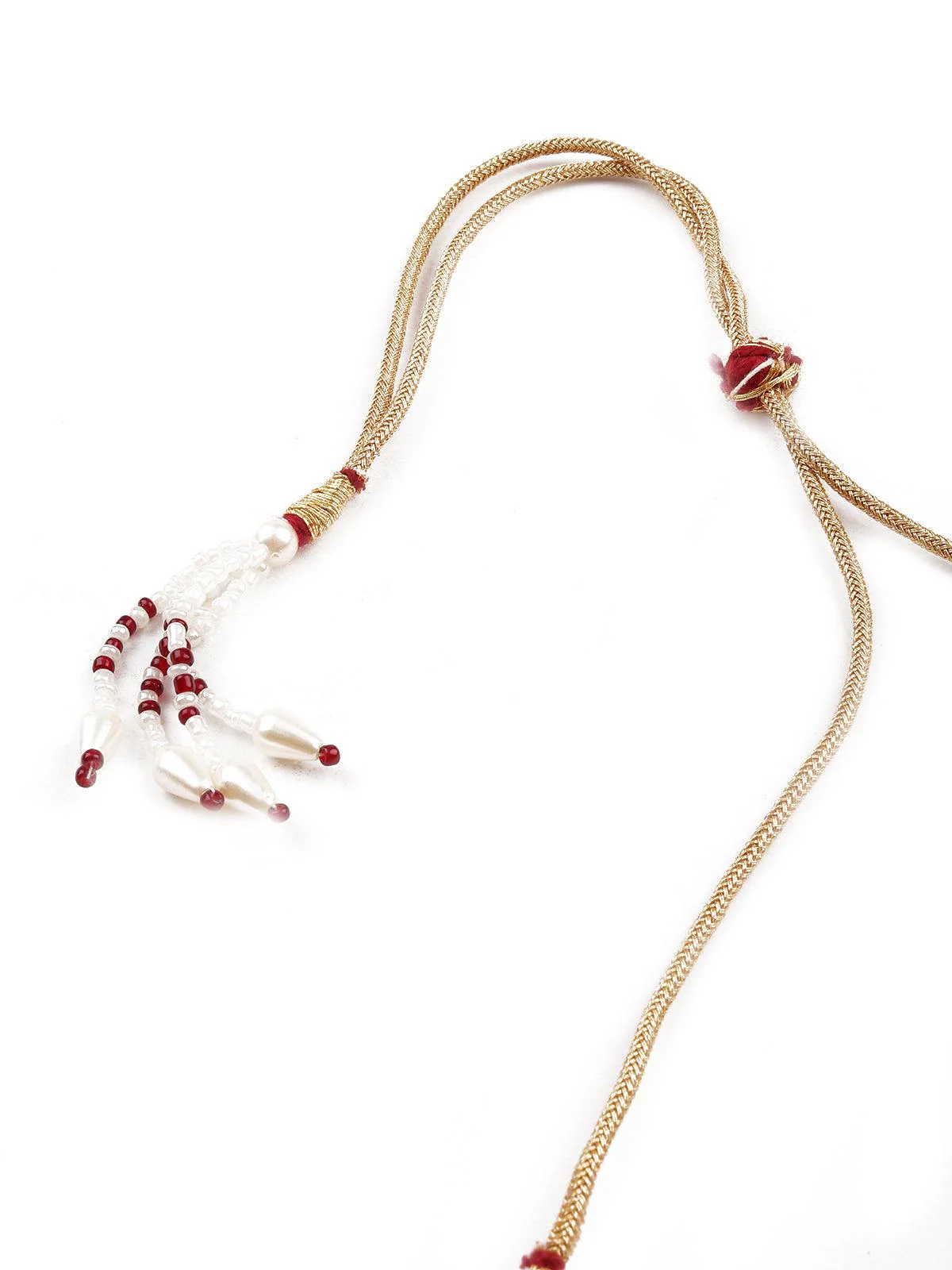 Odette Women Red Kundan Statement Necklace Set - Image 6