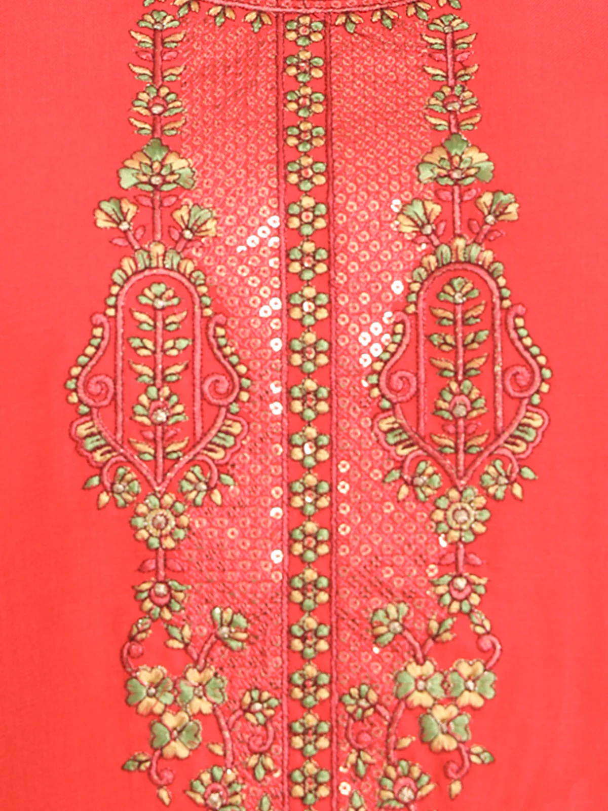 Odette Women Red Cotton Blend Embroidered Stitched Kurta Set - Image 6