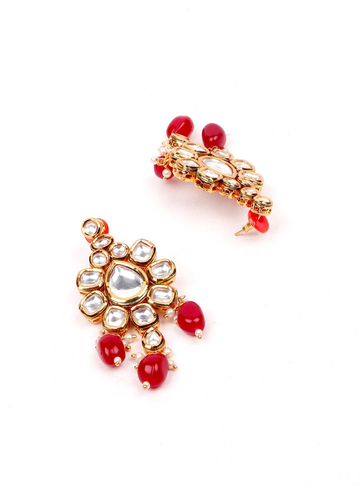 Odette Women Red Onyx And Kundan Choker With Earrings - Image 5