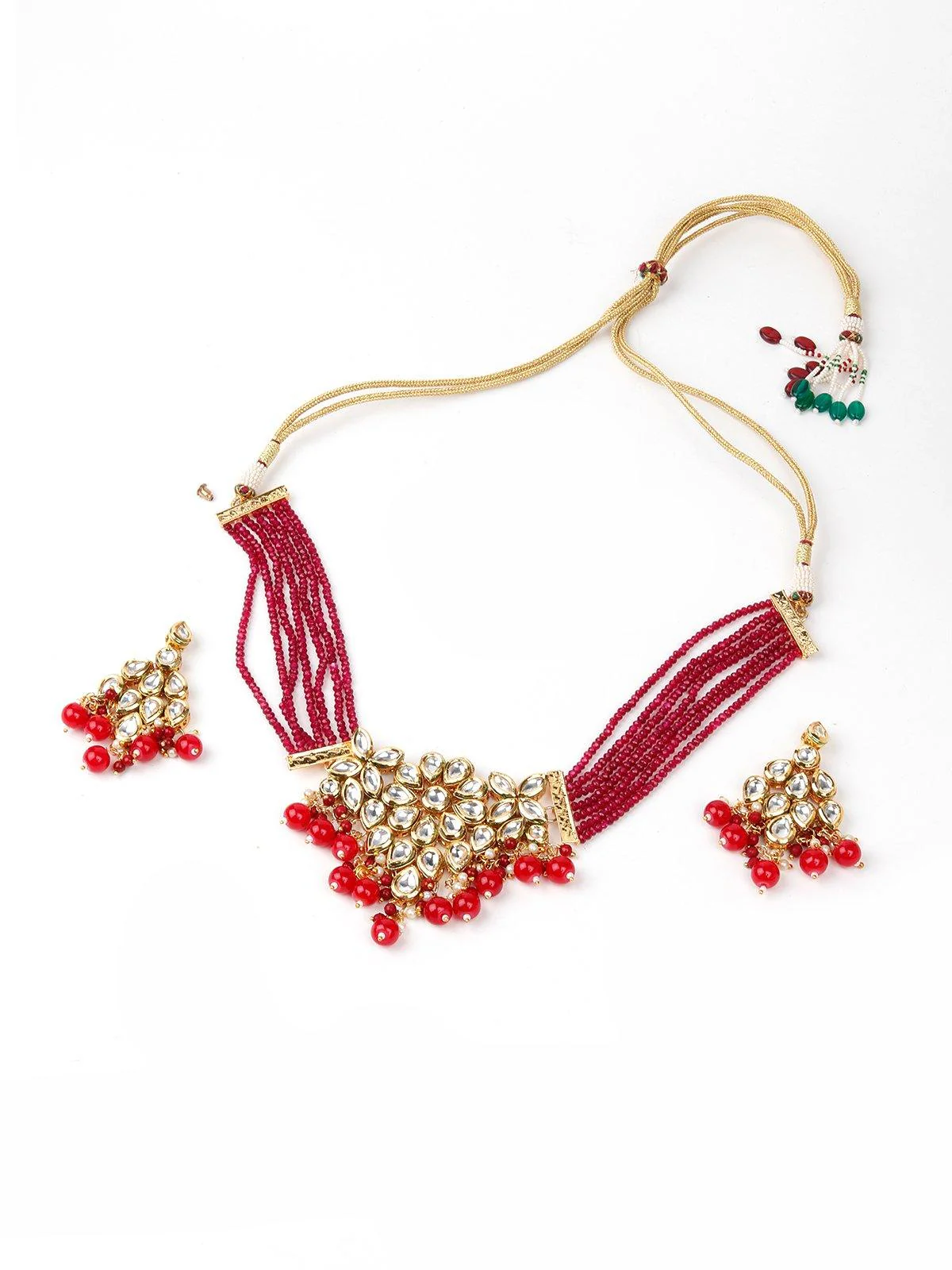 Odette Women Red Metal Necklace Set - Image 4