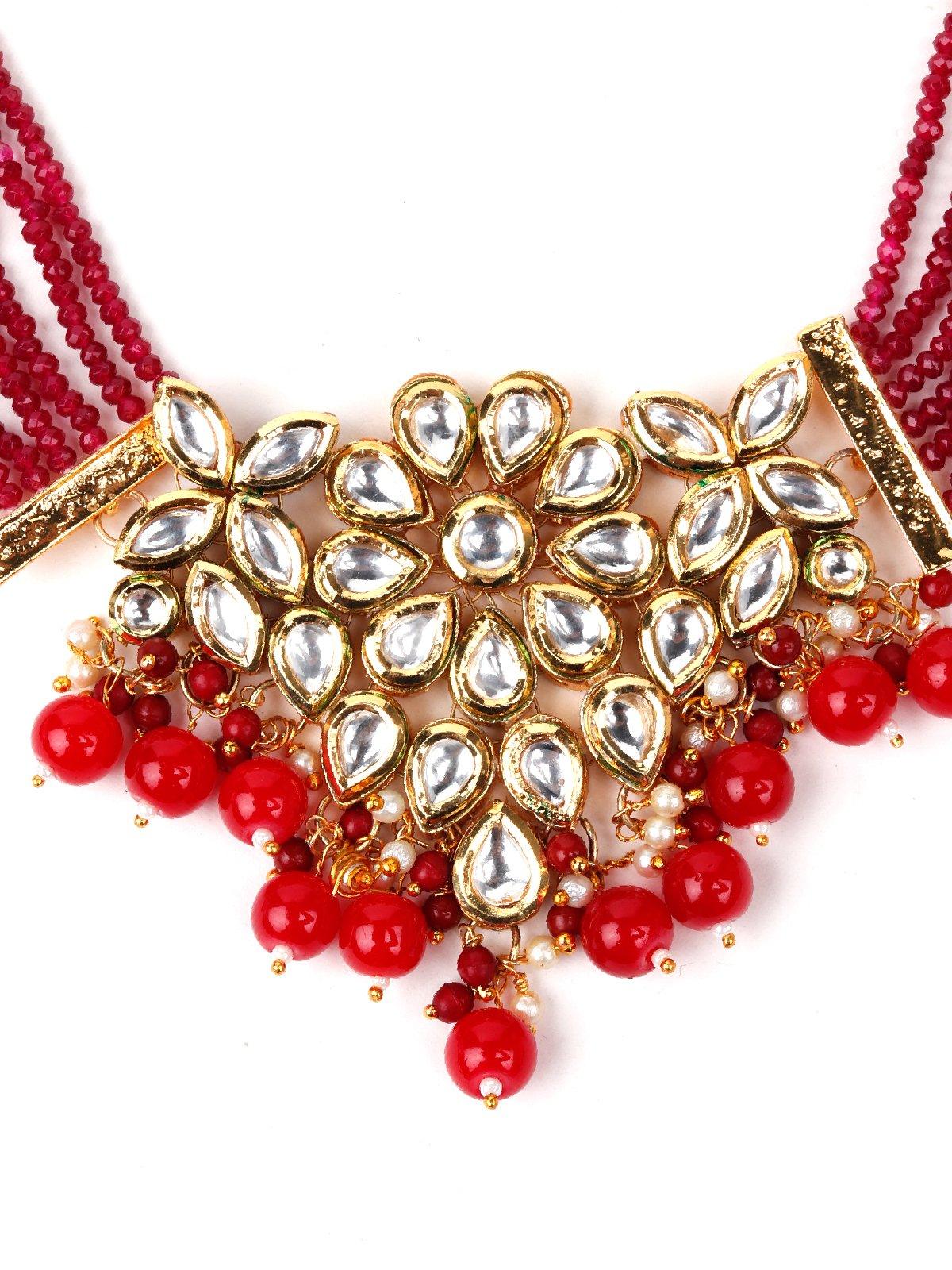 Odette Women Red Metal Necklace Set - Image 6