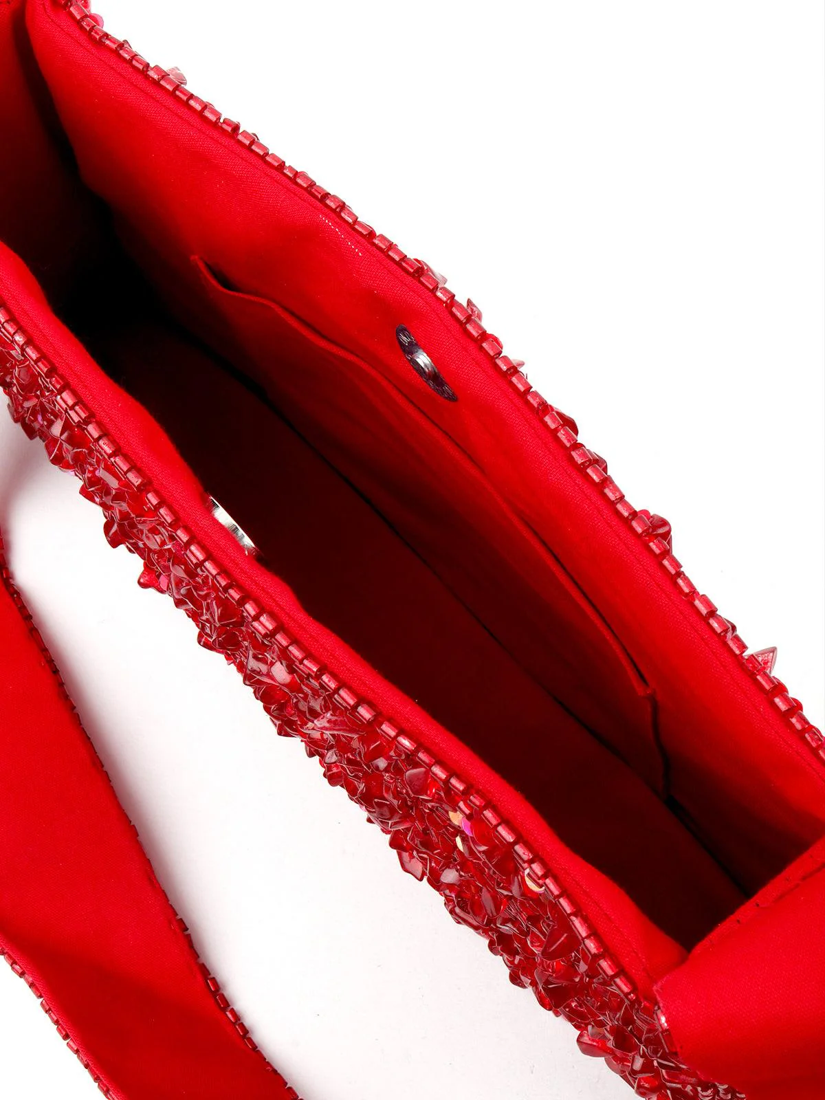 Odette Women Red Sequin-Uncut Stone Hand-Held Bag - Image 6