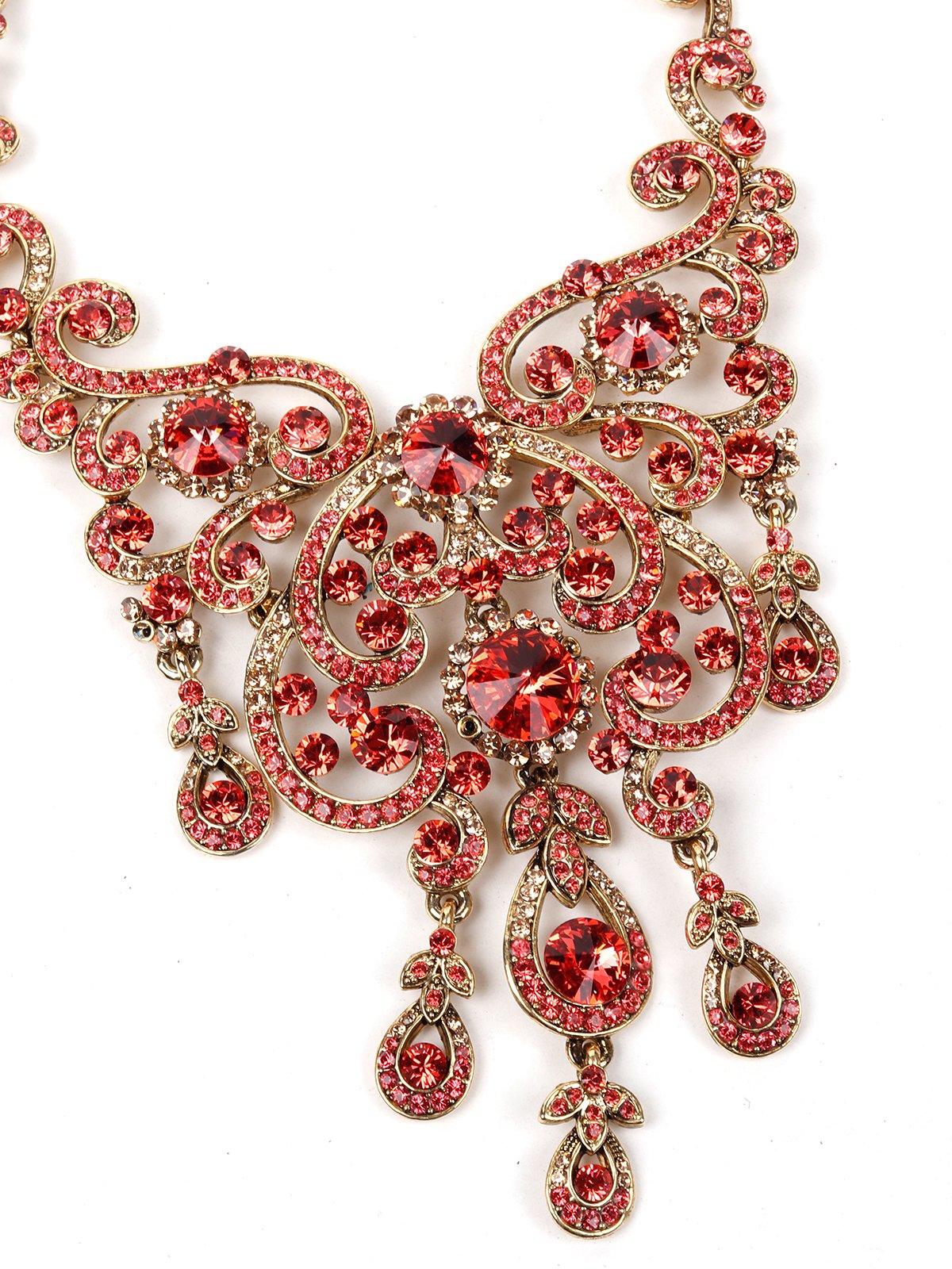 Odette Women Red Stone Metal Designer Set - Image 2