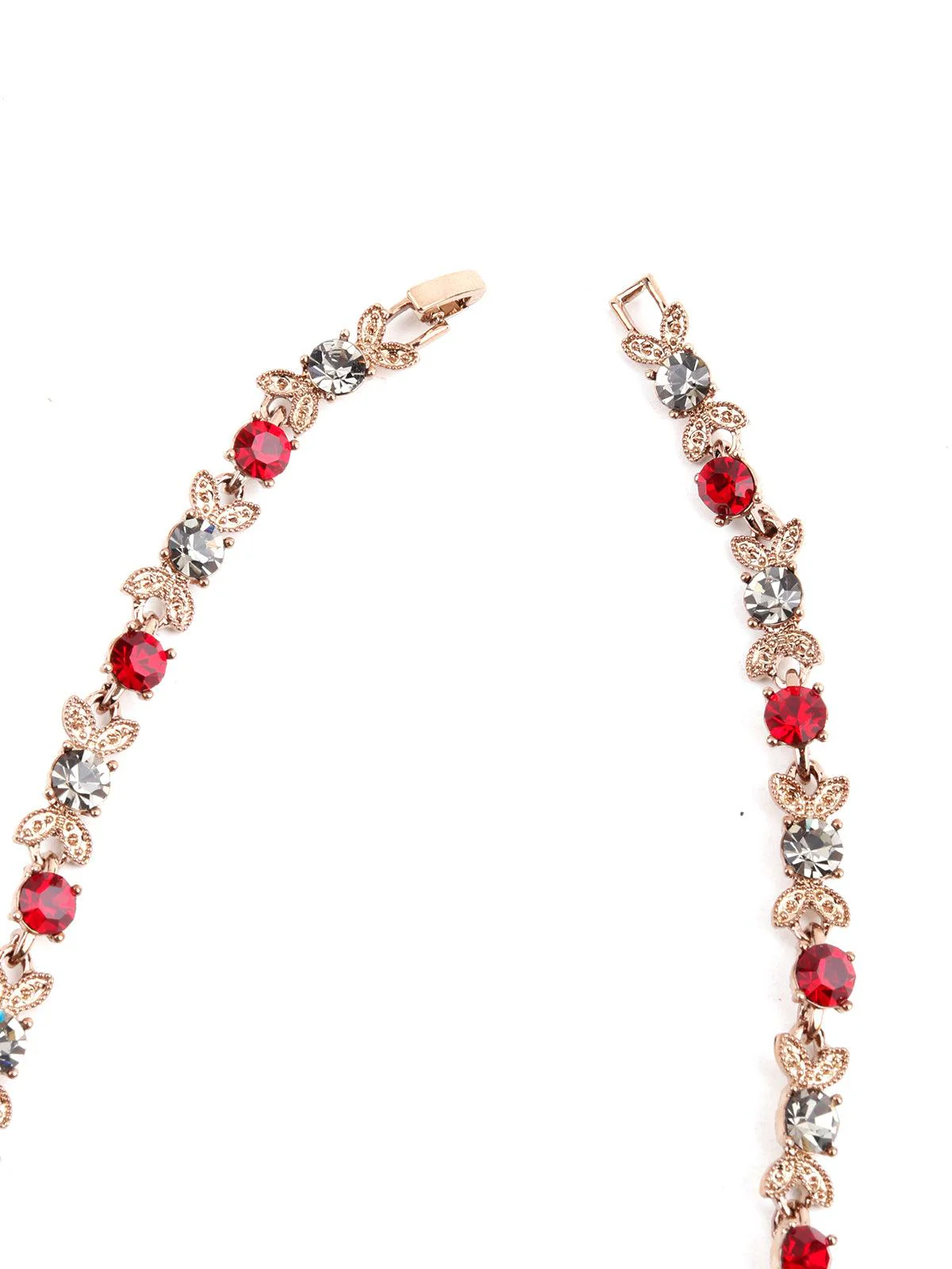 Odette Women Red & White Embellished Necklace Set - Image 6