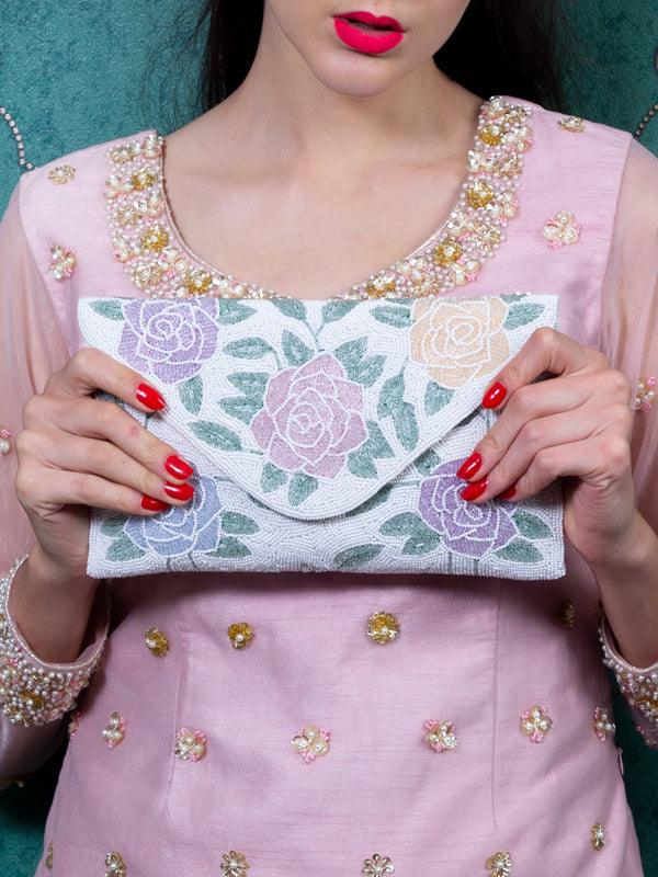 Odette Women Retro Style Rose Clutch