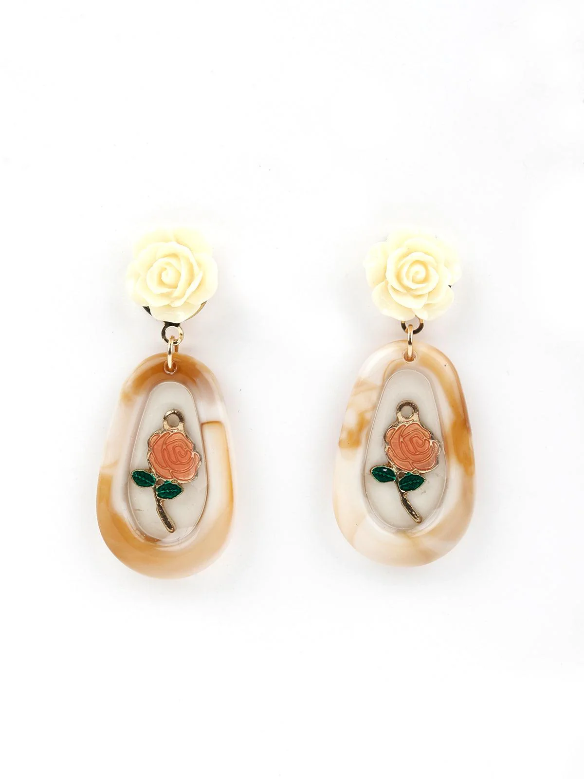Odette Women Rose Designed Oval Shaped Earring - Image 3