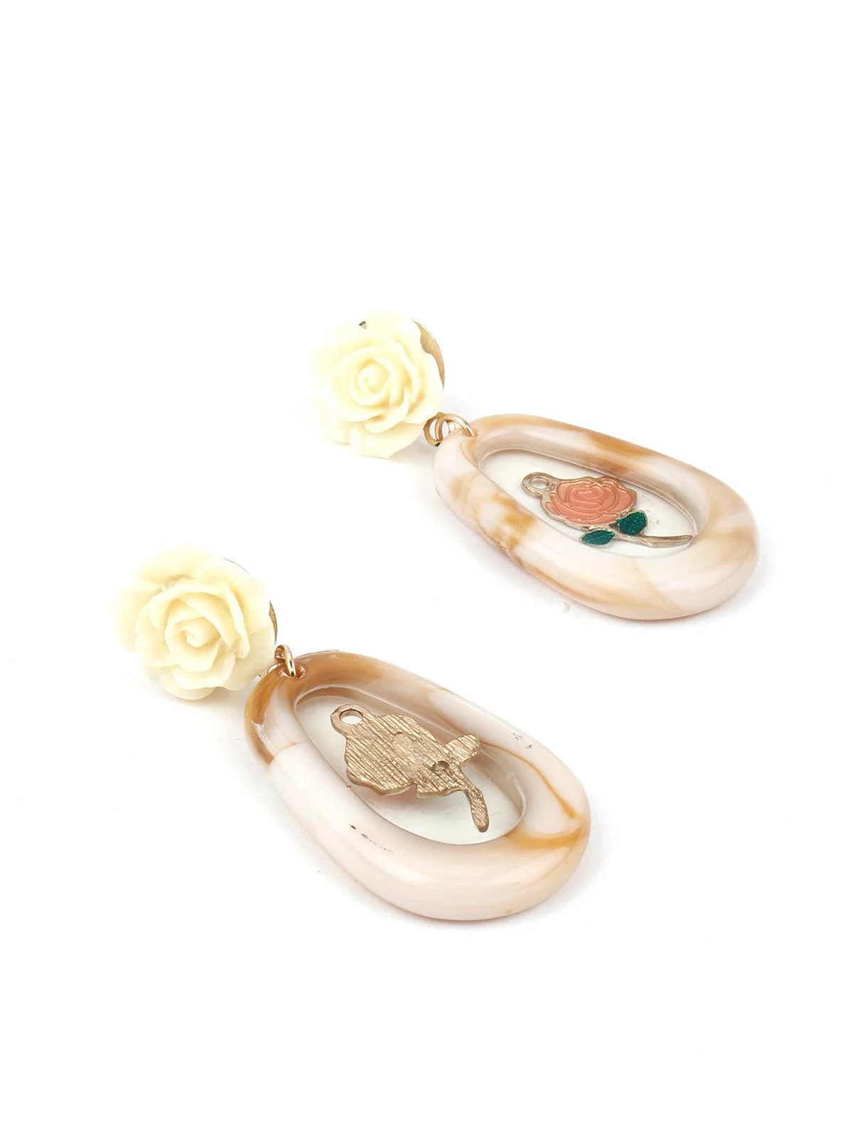 Odette Women Rose Designed Oval Shaped Earring - Image 5