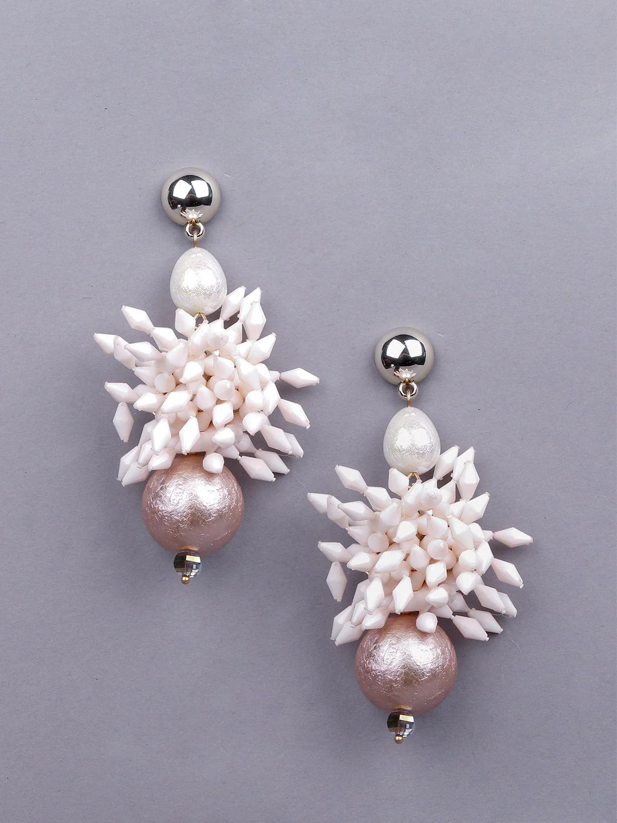 Odette Women Rose Gold And White Statement Earrings - Image 3