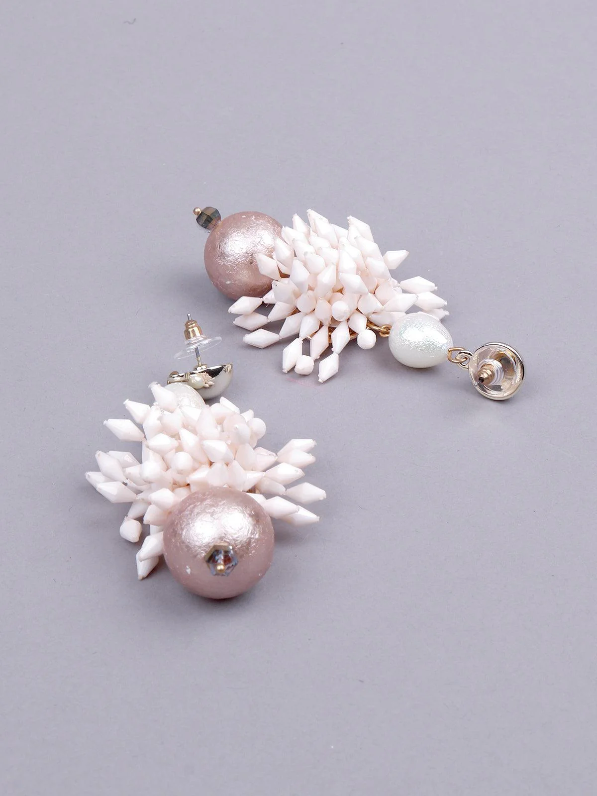 Odette Women Rose Gold And White Statement Earrings - Image 5