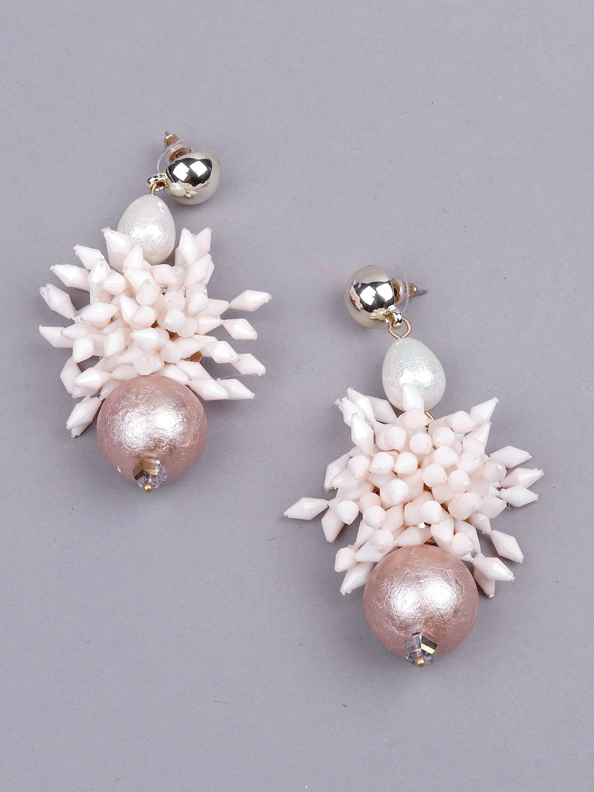 Odette Women Rose Gold And White Statement Earrings - Image 6