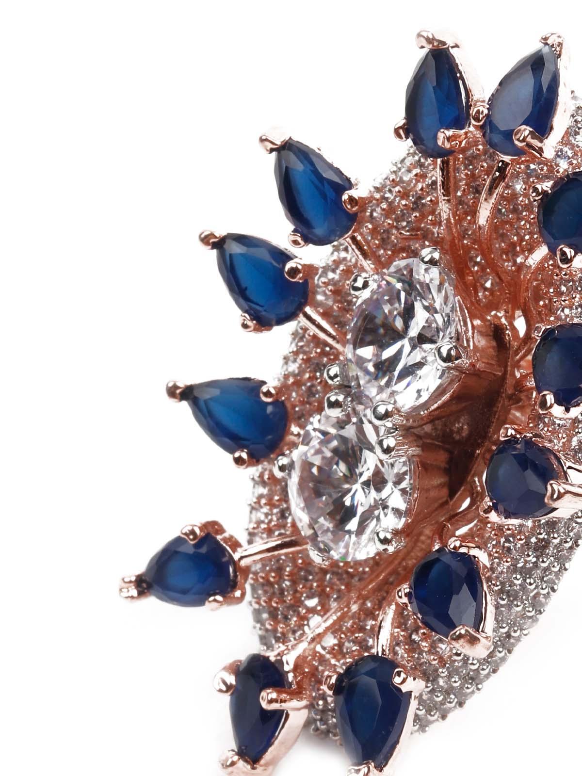 Odette Women Rose Gold Austrian Diamond Studded Ring - Image 5
