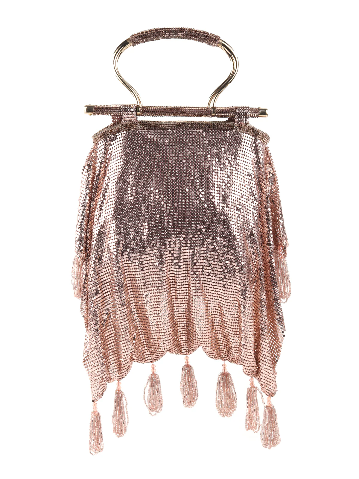 Odette Rose Gold Embellished Party Clutch With Tassles For Women - Image 3