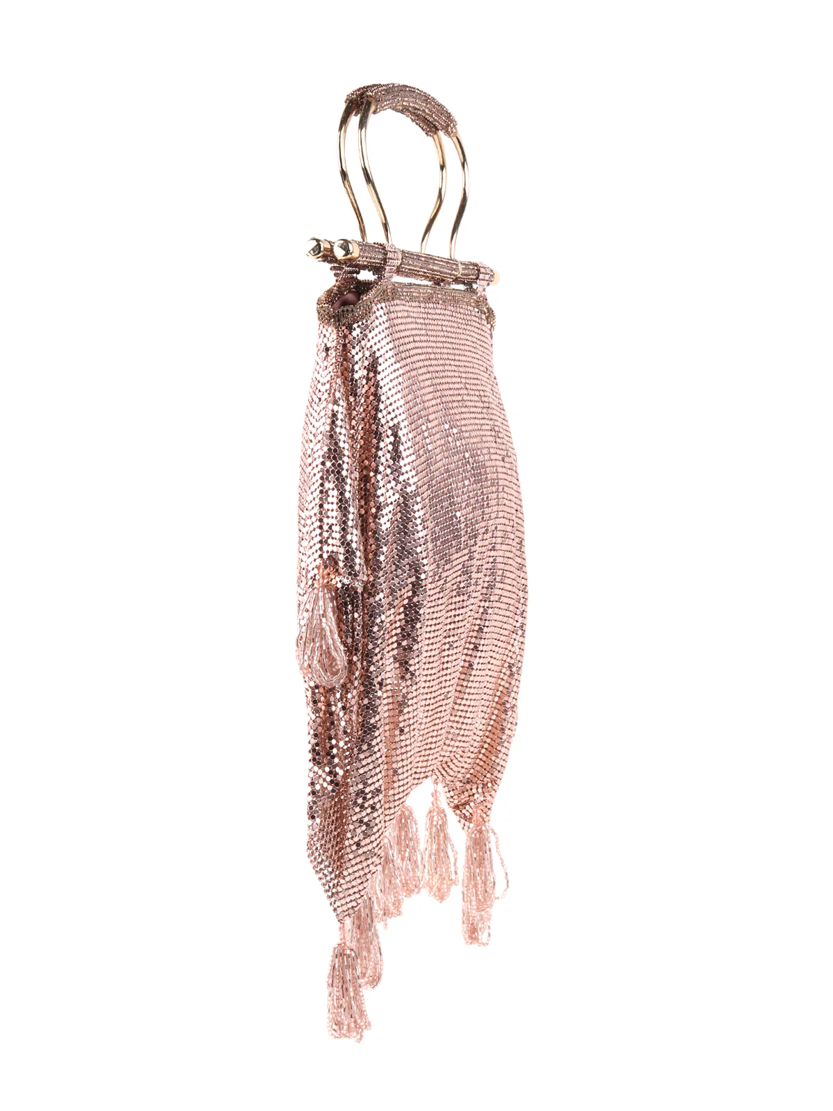 Odette Rose Gold Embellished Party Clutch With Tassles For Women - Image 4